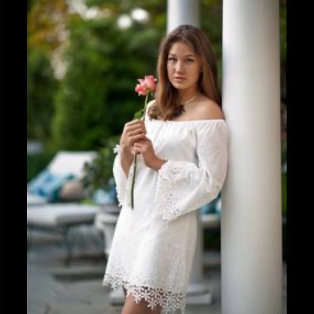 Union of angels white on or off shoulders boho eyelet lace floral dress s